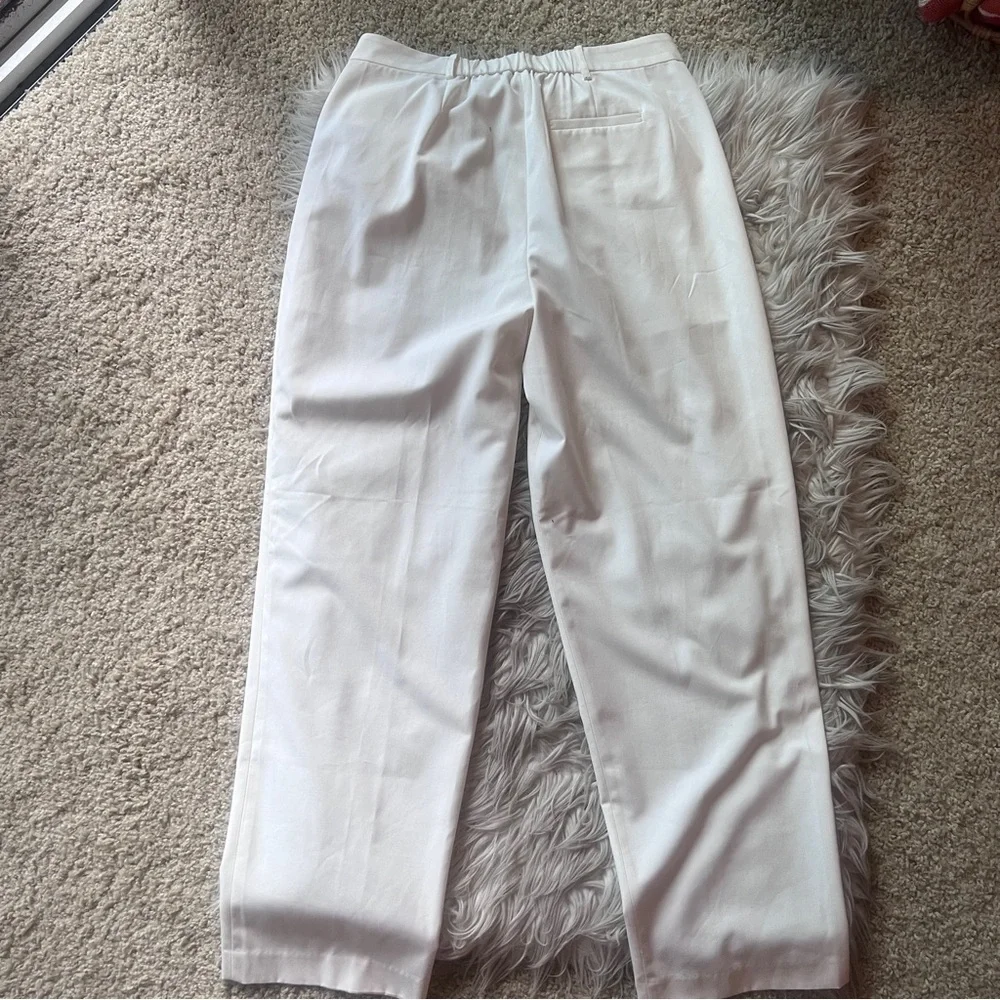 Ivory Pleated High Waist Straight Trousers - Picture 15 of 16